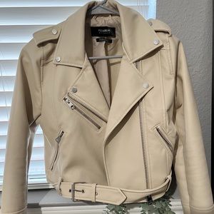 ASOS Pull&Bear Cream Leather Jacket